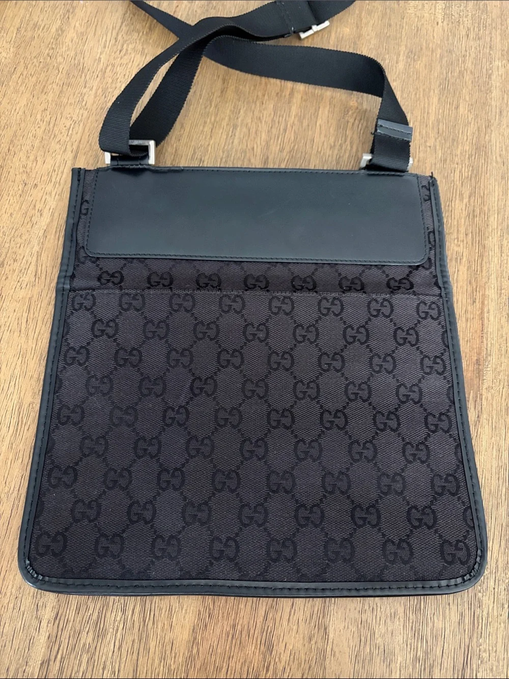 Gucci Black GG Canvas Messenger Crossbody
